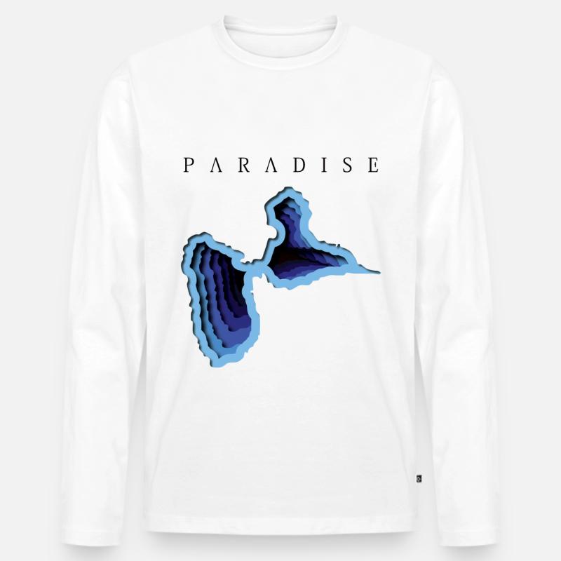GWADA PARADIES T-Shirts - Männer Premium Bio Langarmshirt - Weiß
