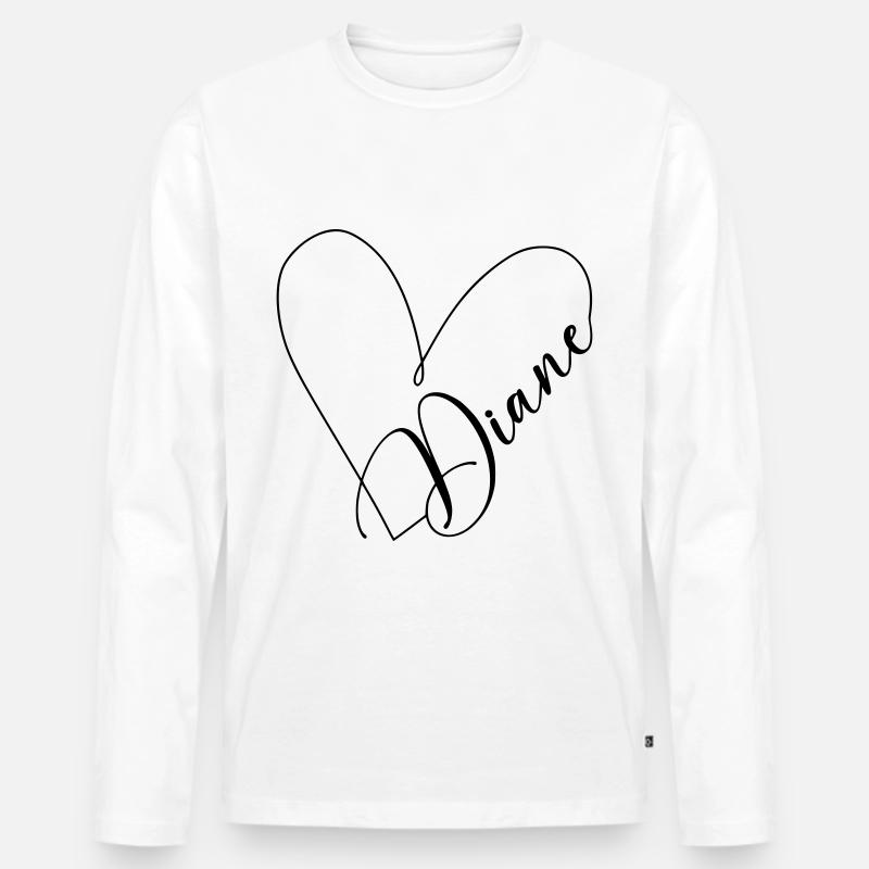 Diane Name Herzlinie - Männer Premium Bio Langarmshirt - Weiß