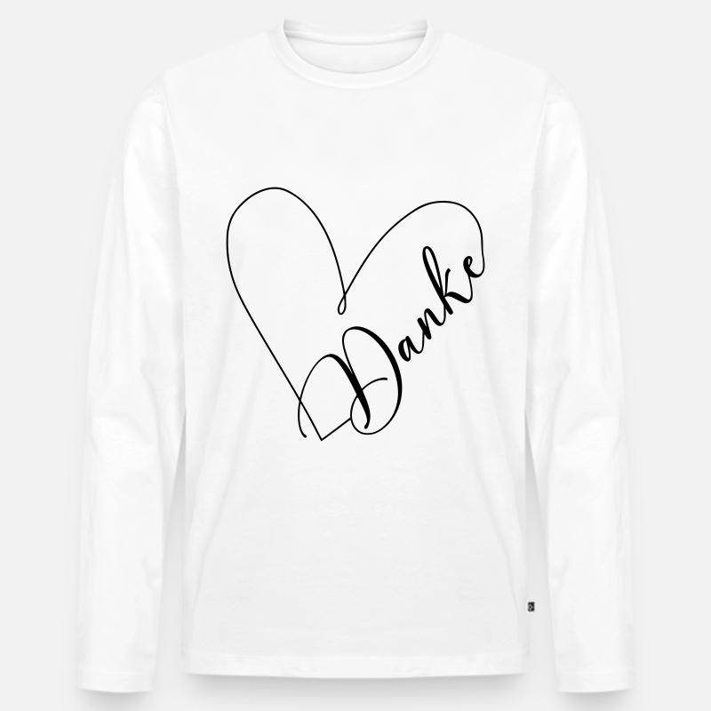 Danke Herz - Männer Premium Bio Langarmshirt - Weiß