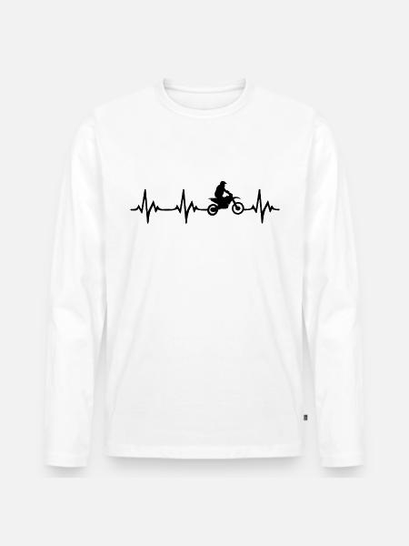 Motorcycle Heartbeat - Men's Premium Organic Long Sleeve Shirt - white