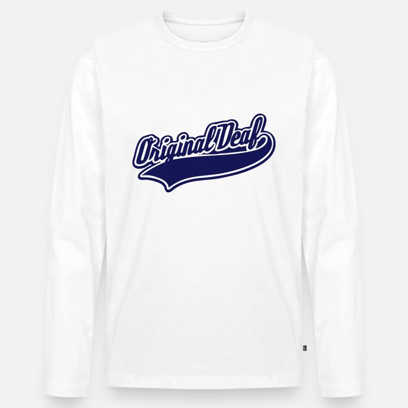 Original Deaf - Männer Premium Bio Langarmshirt - Weiß