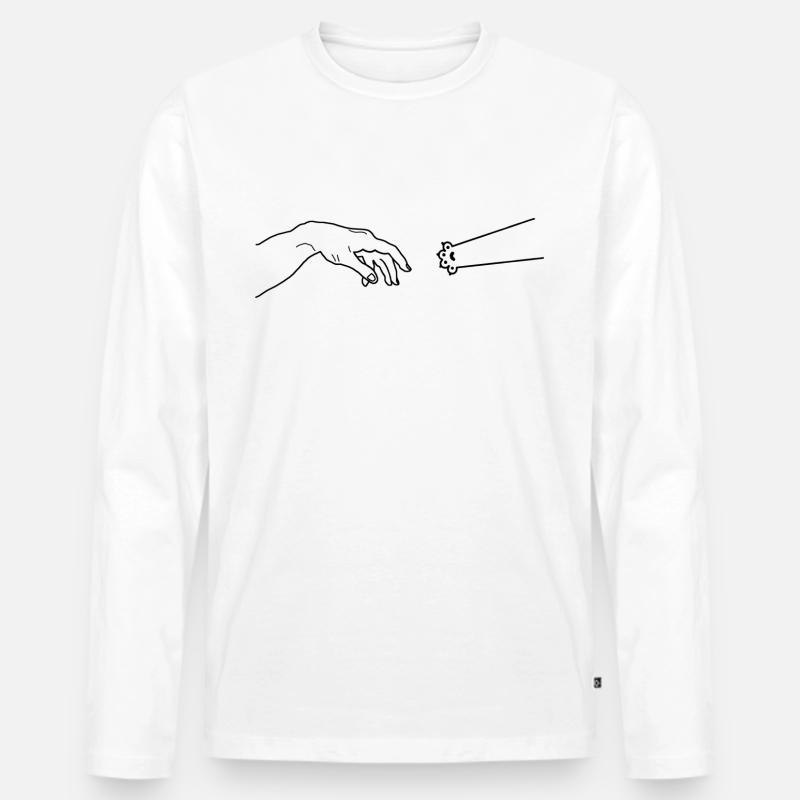 Katze Renaissance Katzen Lustig Kunst - Männer Premium Bio Langarmshirt - Weiß