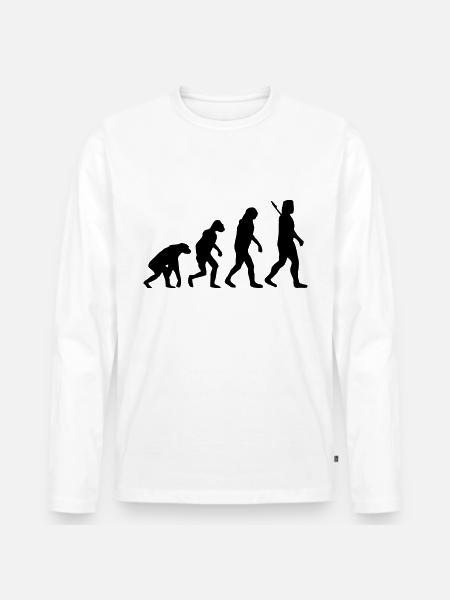 Evolution - Männer Premium Bio Langarmshirt - Weiß