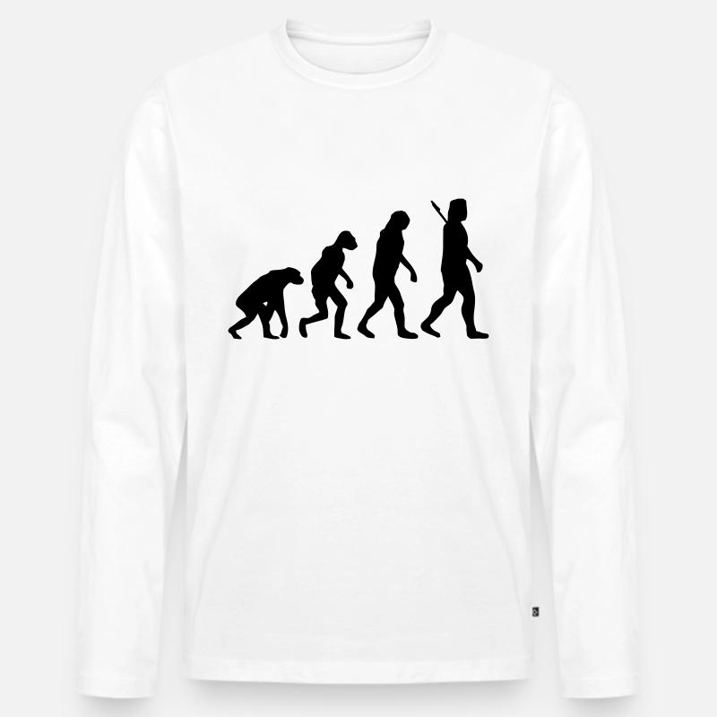 Evolution - Männer Premium Bio Langarmshirt - Weiß