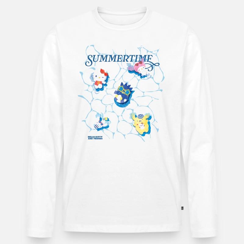 Hello Kitty e i suoi amici nuotano in acqua - Maglia a manica lunga ecologica premium da uomo - bianco