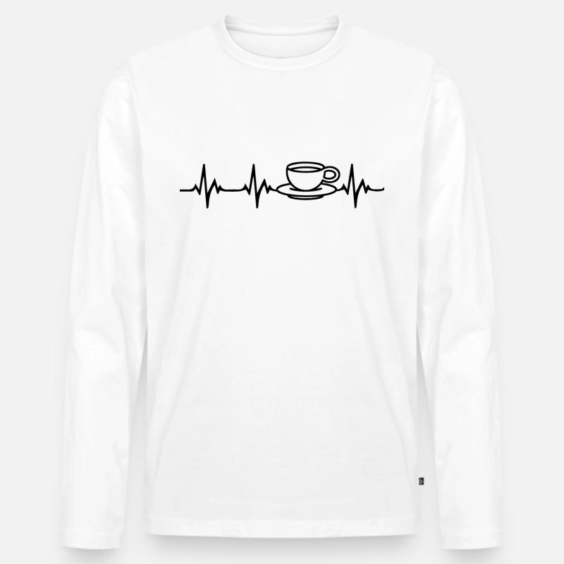 Kaffee Herzschlag - Männer Premium Bio Langarmshirt - Weiß