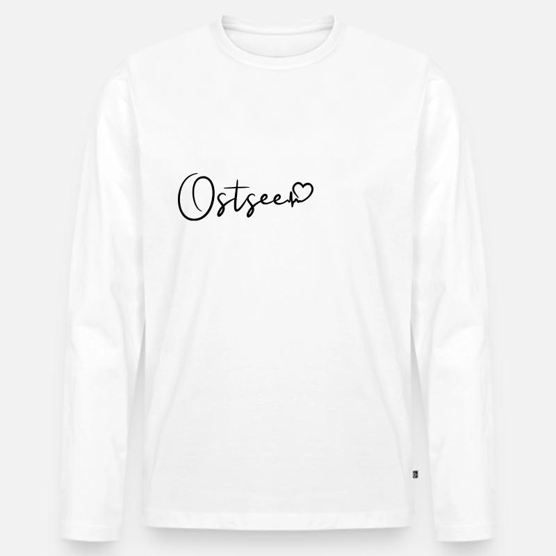 Ostsee Herzschlag - Männer Premium Bio Langarmshirt - Weiß