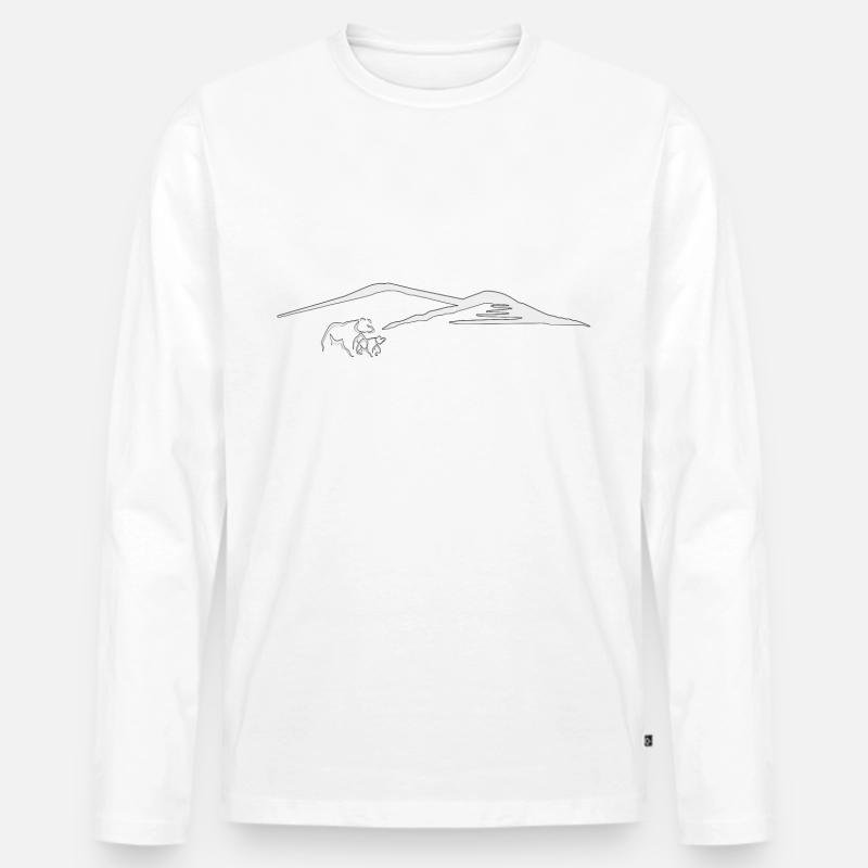 Bärenmutter mit Kind und Bergen - Männer Premium Bio Langarmshirt - undefined