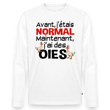 Oie Oiseau Aquatique Canard Coin-Coin Volaille - T-shirt manches longues Premium bio Homme - blanc - Devant - Nico (187cm)