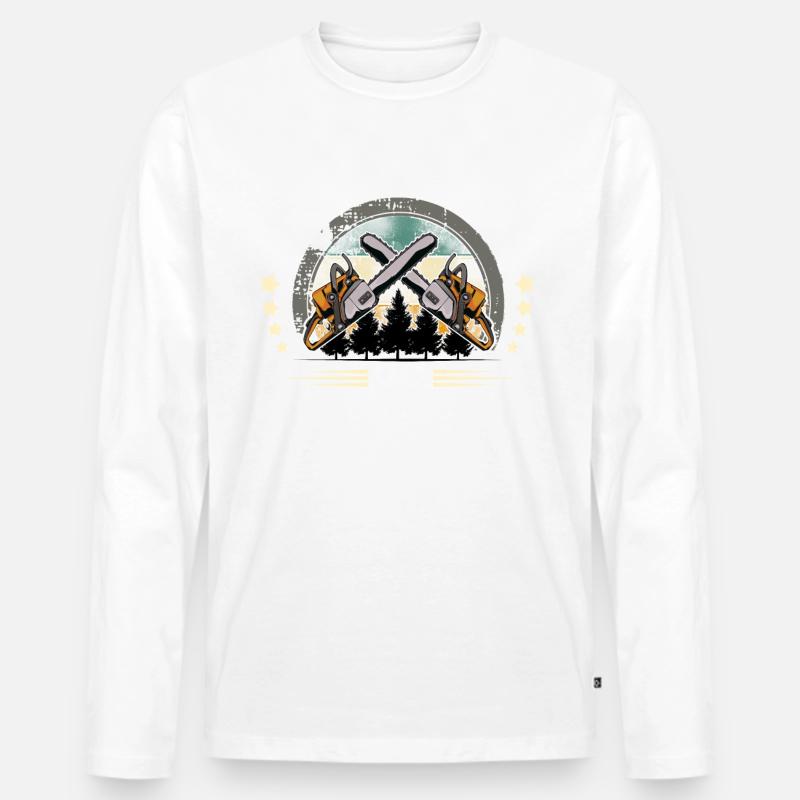 Holzfäller - Männer Premium Bio Langarmshirt - Weiß
