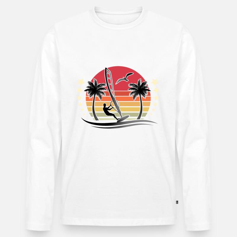 Windsurfen Windsurfer Windsurf - Männer Premium Bio Langarmshirt - Weiß