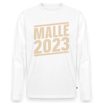 Malle 2023 - Männer Premium Bio Langarmshirt - Weiß - Vorne - Nico (187cm)