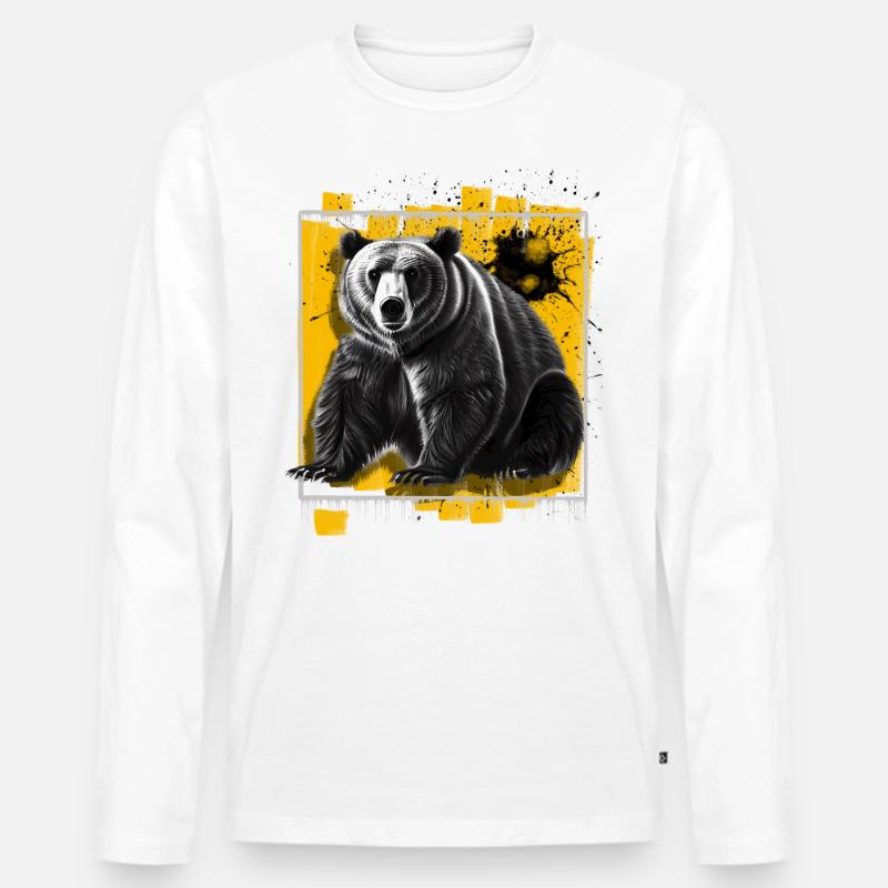 Bär - Männer Premium Bio Langarmshirt - Weiß