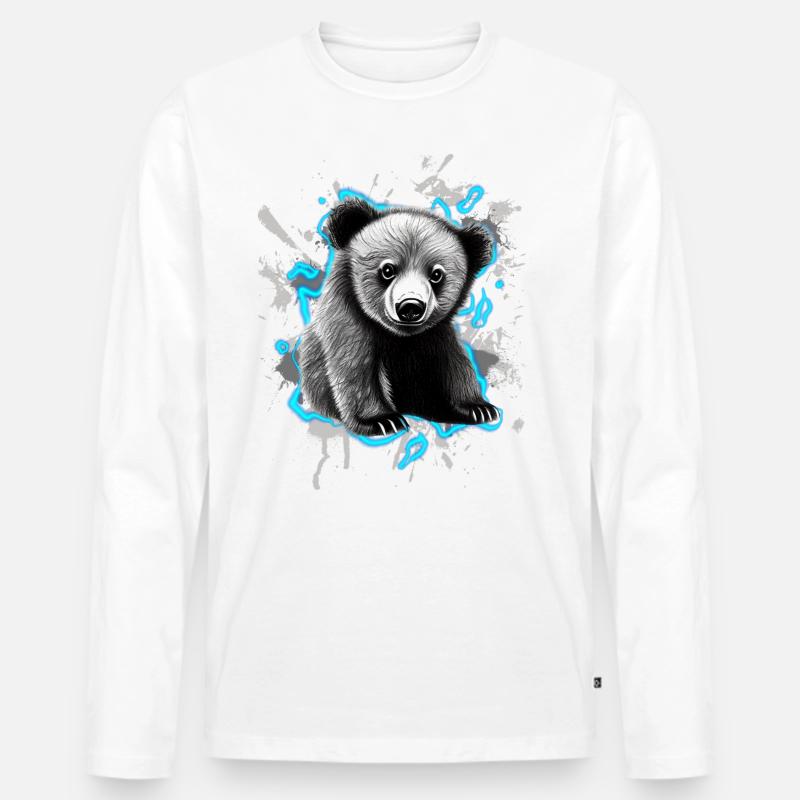 Bär - Männer Premium Bio Langarmshirt - Weiß