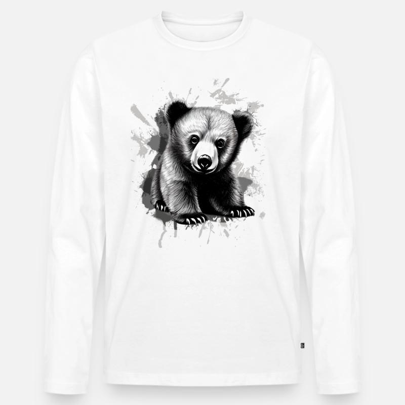 Bär - Männer Premium Bio Langarmshirt - Weiß