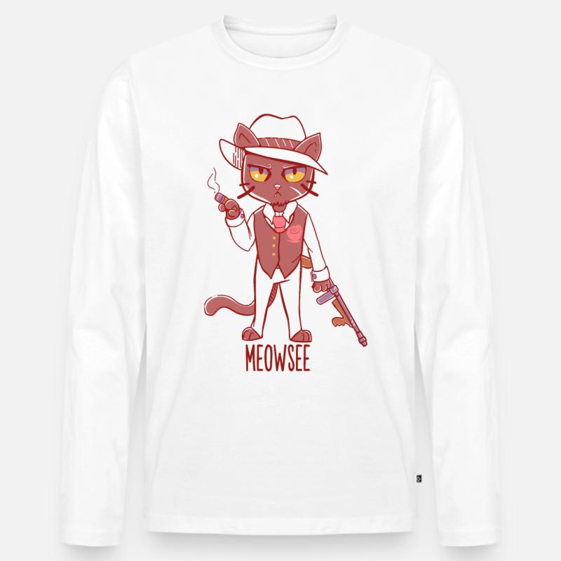 Meowsee - Mafia Katze - Männer Premium Bio Langarmshirt - Weiß