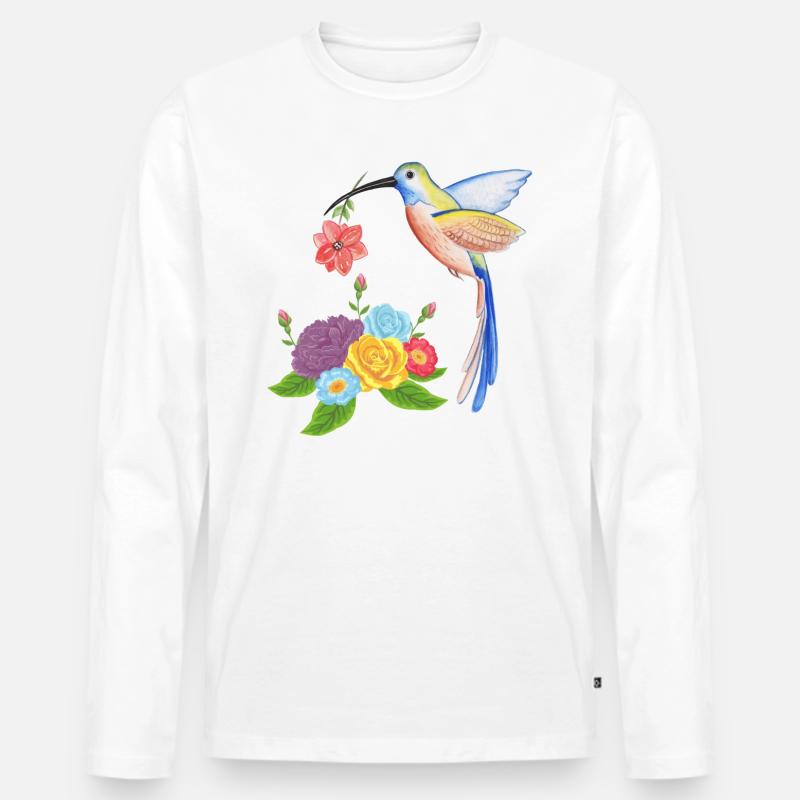 Kolibri-Nest - Männer Premium Bio Langarmshirt - Weiß