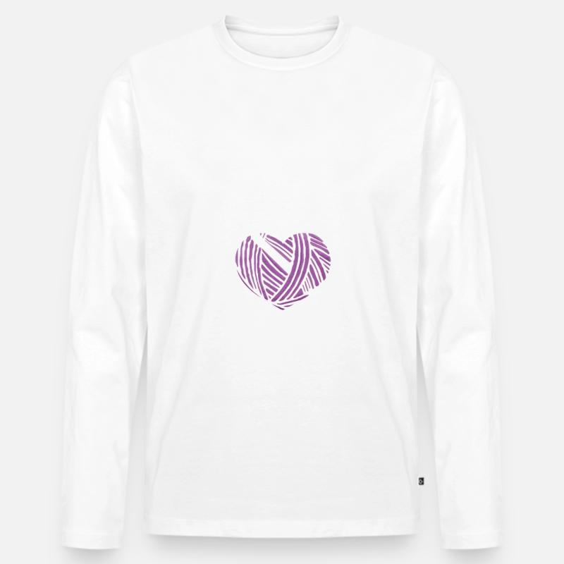 Häkeln Handarbeit Wolle Nähen Stricken Stoff Nadel - Männer Premium Bio Langarmshirt - Weiß