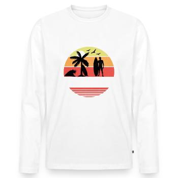 Surf Idée Cadeau Pour Surfeur Citation Humour - T-shirt manches longues Premium bio Homme - blanc - Devant - Nico (187cm)