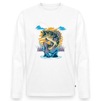 Pêche Cadeau pour Pêcheur Sport Citation Humour - T-shirt manches longues Premium bio Homme - blanc - Devant - Nico (187cm)