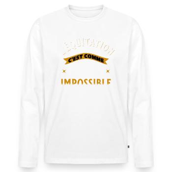 Équitation Cadeau Pour Cavalier Cheval Humour - T-shirt manches longues Premium bio Homme - blanc - Devant - Nico (187cm)