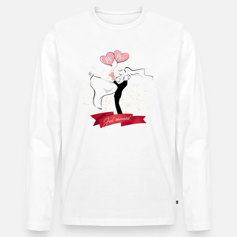 Geschenkidee zur Hochzeit oder zum Hochzeitstag - Männer Premium Bio Langarmshirt - Weiß