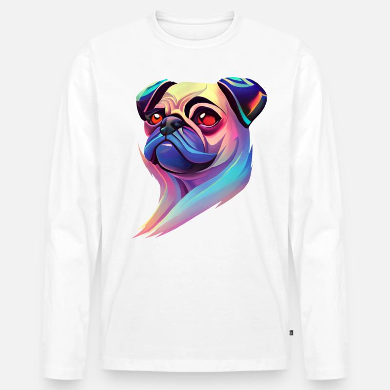 Mops - Männer Premium Bio Langarmshirt - Weiß