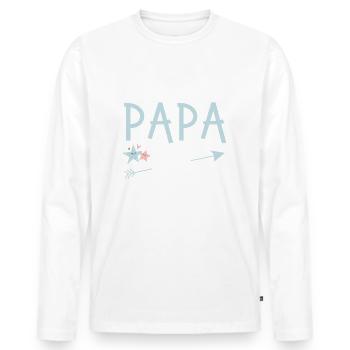 Futur Papa 2025 Cadeau Bientôt Père - T-shirt manches longues Premium bio Homme - blanc - Devant - Nico (187cm)