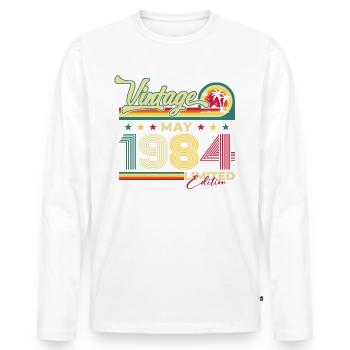Millésime Mai 1984 Millésime 1984 Anniversaire 1984 - T-shirt manches longues Premium bio Homme - blanc - Devant - Nico (187cm)