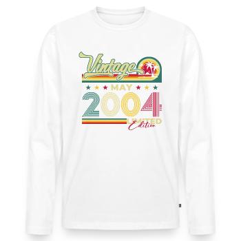 Vintage 2004 Jahrgang 2004 20. Geburtstag 2004 - Männer Premium Bio Langarmshirt - Weiß - Vorne - Nico (187cm)