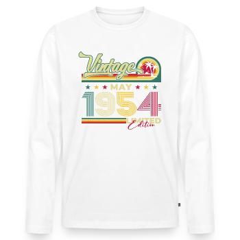 Millésime 1954 Cru 1954 70ème anniversaire 1954 - T-shirt manches longues Premium bio Homme - blanc - Devant - Nico (187cm)