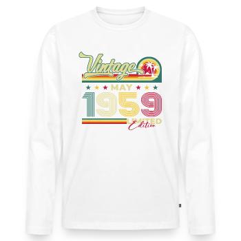 Vintage 1959 Jahrgang 1959 65. Geburtstag 1959 - Männer Premium Bio Langarmshirt - Weiß - Vorne - Nico (187cm)