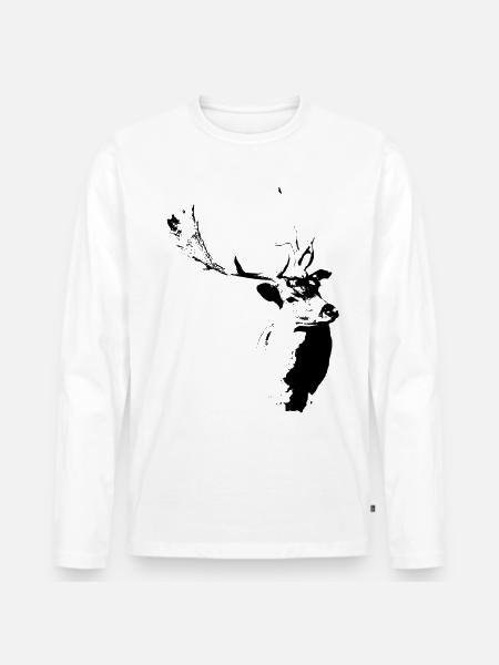 Hirsch Damhirsch Hert Damhert - Männer Premium Bio Langarmshirt - Weiß