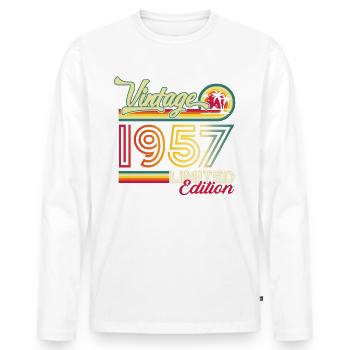 Original vintage 1957 65th birthday gift - Men's Premium Organic Long Sleeve Shirt - white - Front - Nico (187cm)
