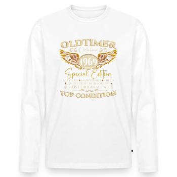 Oldtimer October 1969 53rd birthday gift - Men's Premium Organic Long Sleeve Shirt - white - Front - Nico (187cm)