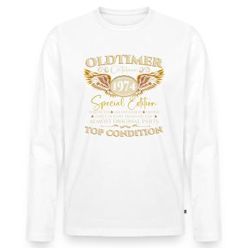 Oldtimer October 1974 48th birthday gift - Men's Premium Organic Long Sleeve Shirt - white - Front - Nico (187cm)