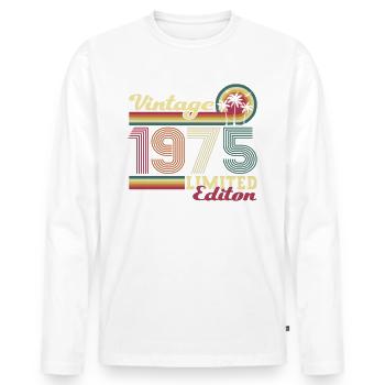 Cadeau original vintage 1975 47ème anniversaire - T-shirt manches longues Premium bio Homme - blanc - Devant - Nico (187cm)