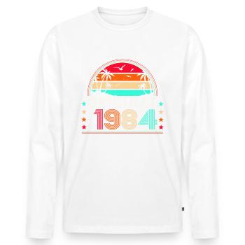 Original November 1984 38th Birthday Gift - Men's Premium Organic Long Sleeve Shirt - white - Front - Nico (187cm)