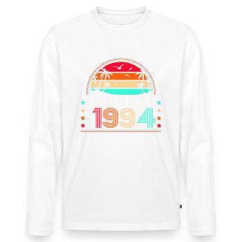 Original November 1994 28th Birthday Gift - Men's Premium Organic Long Sleeve Shirt - white - Front - Nico (187cm)