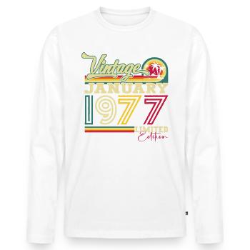 Born 1977 January 46th birthday Gift man - Men's Premium Organic Long Sleeve Shirt - white - Front - Nico (187cm)