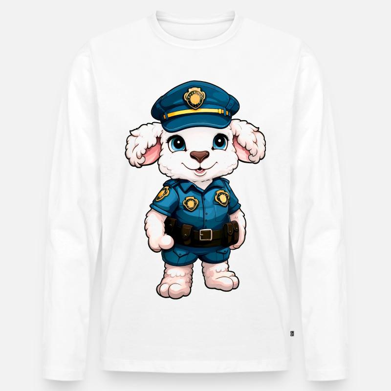 Schafe Polizei - Maglia a manica lunga ecologica premium da uomo - bianco
