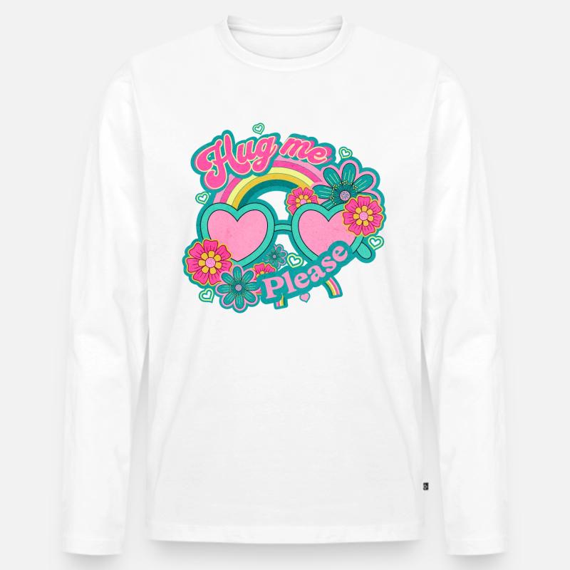 Umarme mich bitte, - Männer Premium Bio Langarmshirt - Weiß