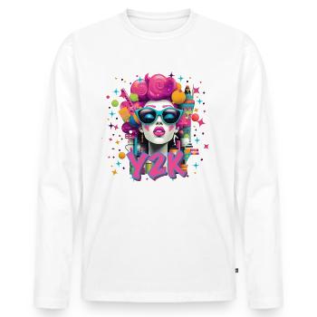 Y2K Retro Neon - Men's Premium Organic Long Sleeve Shirt - white - Front - Nico (187cm)
