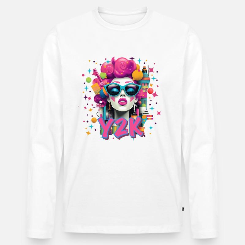 Y2K Retro Neon - Männer Premium Bio Langarmshirt - Weiß