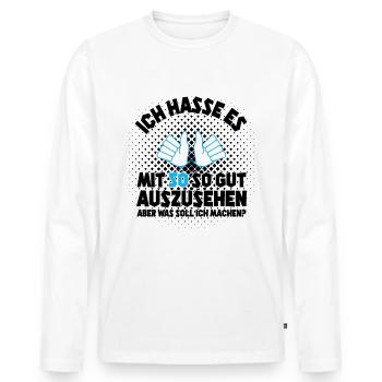 Ich hasse es mit 50 so gut auszusehen - Männer Premium Bio Langarmshirt - Weiß - Vorne - Nico (187cm)