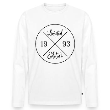 Limited Edition 1993 - Männer Premium Bio Langarmshirt - Weiß - Vorne - Nico (187cm)