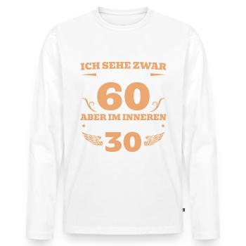 60. Geburtstag Geschenk Mann 60 Jahre - Männer Premium Bio Langarmshirt - Weiß - Vorne - Nico (187cm)
