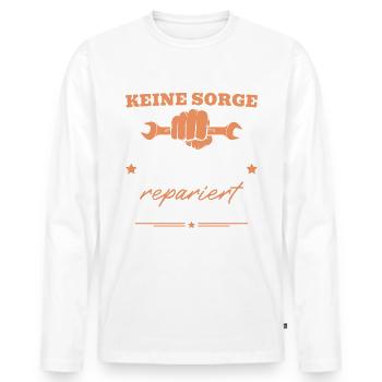 Opa repariert das schon Handwerker - Männer Premium Bio Langarmshirt - Weiß - Vorne - Nico (187cm)