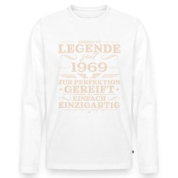 55 Jahre Vintage Jahrgang 1969 Geburtstag - Männer Premium Bio Langarmshirt - Weiß - Vorne - Nico (187cm)