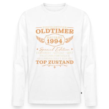 Jahrgang 1994 Oldtimer Vintage 30. Geburtstag - Männer Premium Bio Langarmshirt - Weiß - Vorne - Nico (187cm)